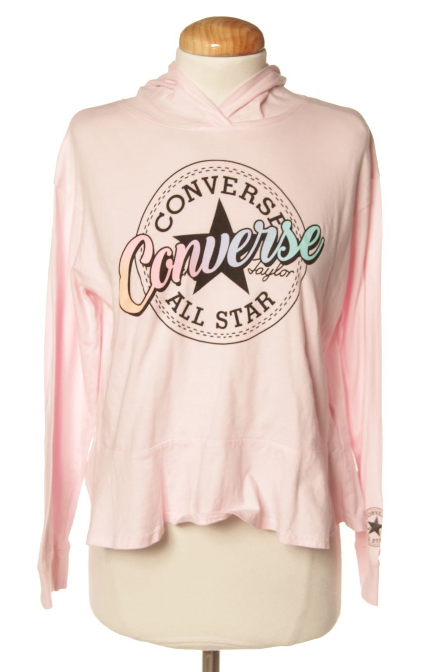 Camiseta manga larga de Converse de la talla L, de color rosa