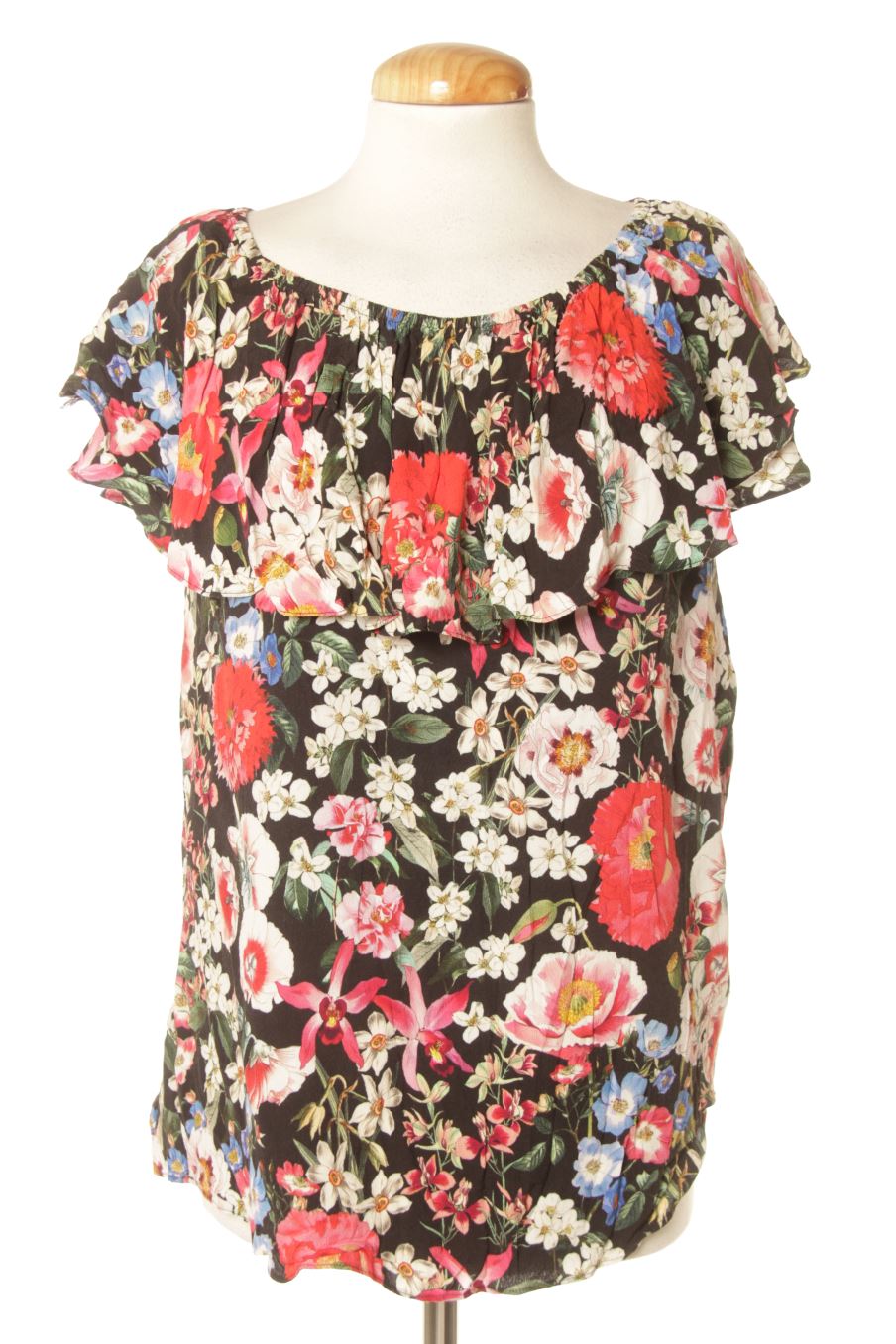 Blusa de manga corta de Zara de la talla M, de color flores