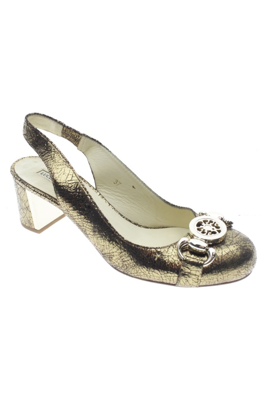 Sandalias tacon de Luciano Barachini de la talla 37, de color dorado de