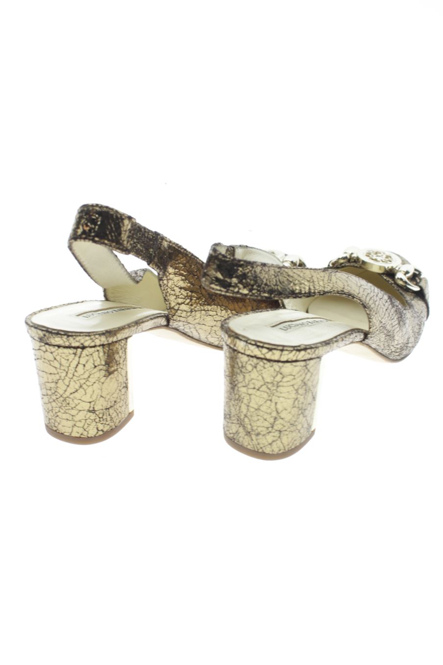 Sandalias tacon de Luciano Barachini de la talla 37, de color dorado de