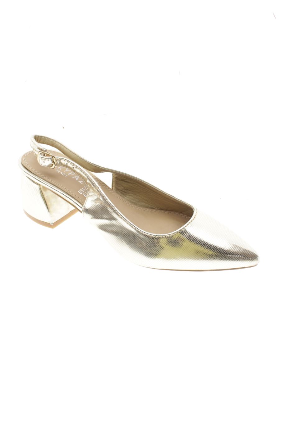 Zapatos de tacon de Marypaz de la talla 37, de color dorado de