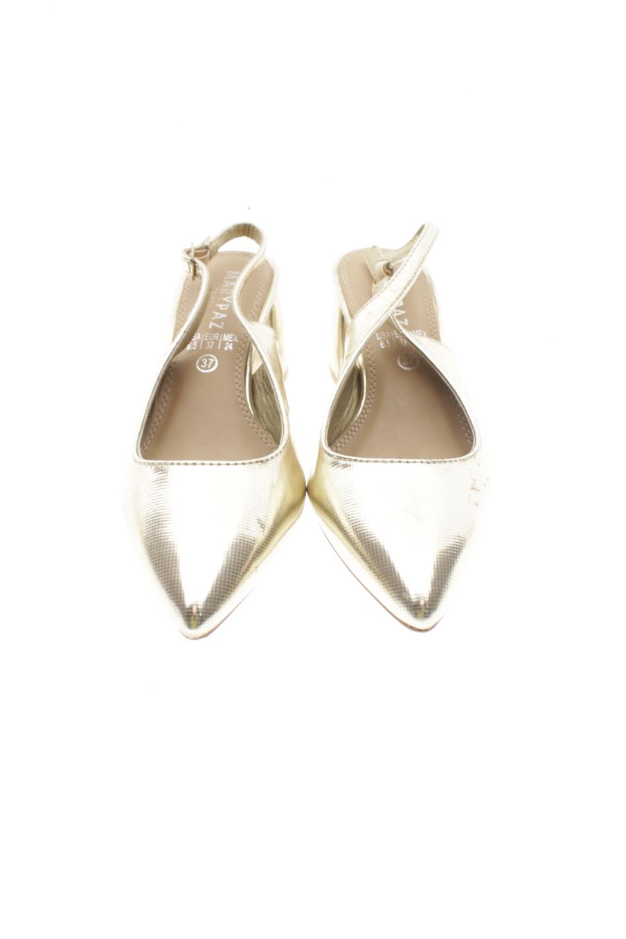 Zapatos de tacon de Marypaz de la talla 37, de color dorado de