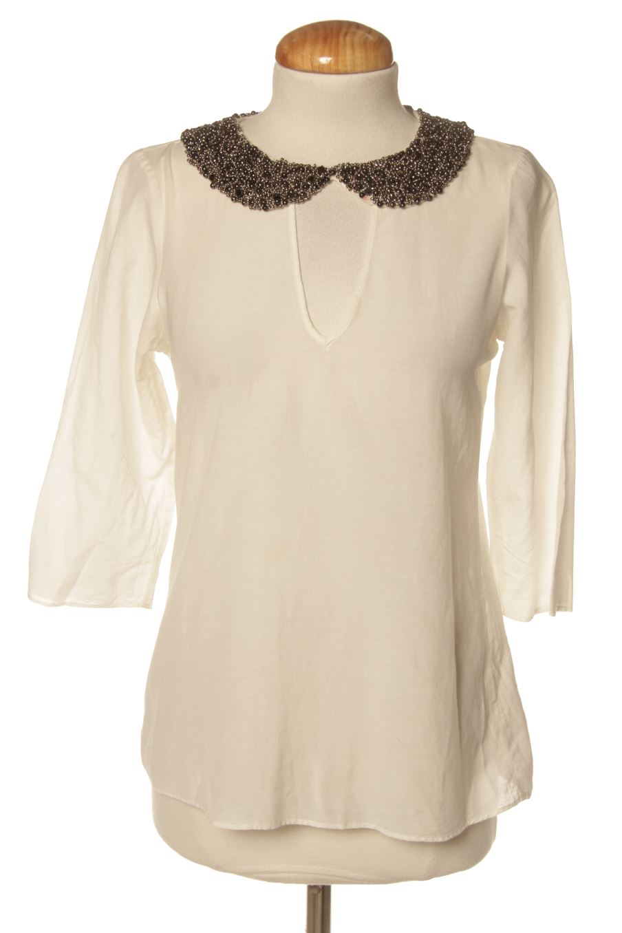 Blouse à manches courtes Zara de la taille XS, de couleur blanc