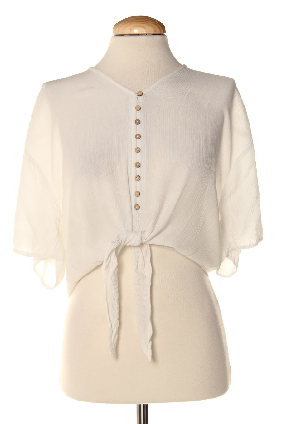 Blouse à manches courtes Stradivarius de la taille S, de couleur blanc