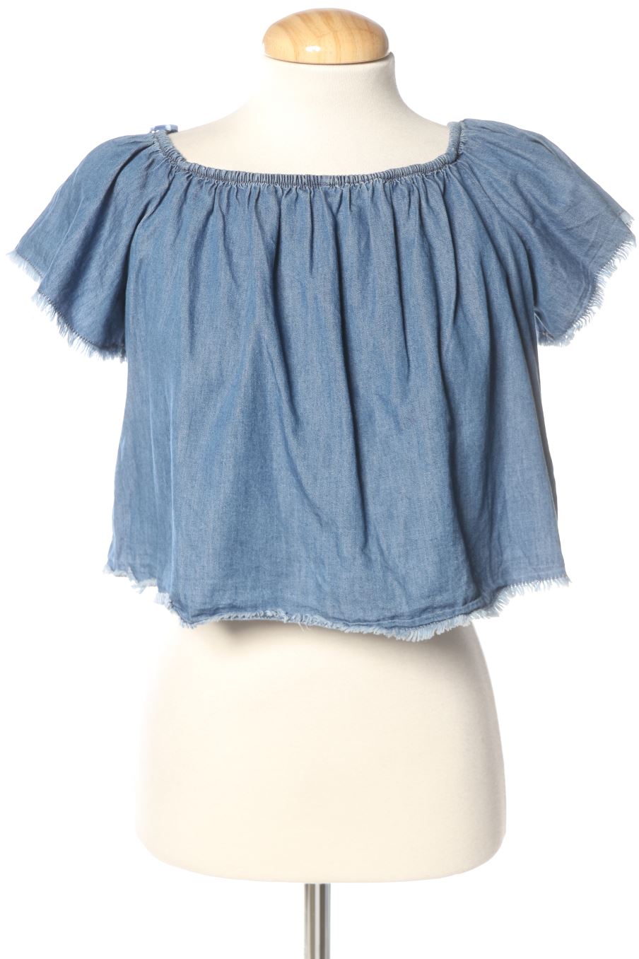Blouse à manches courtes Bershka de la taille L, de couleur bleu de denim