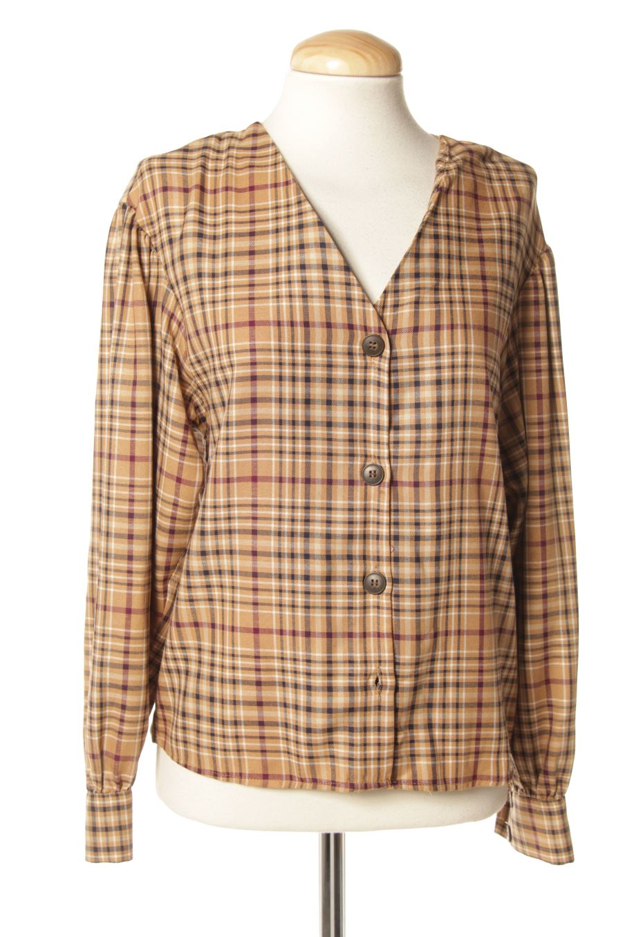Blusa de manga larga de Bershka de la talla XS, de color cuadros