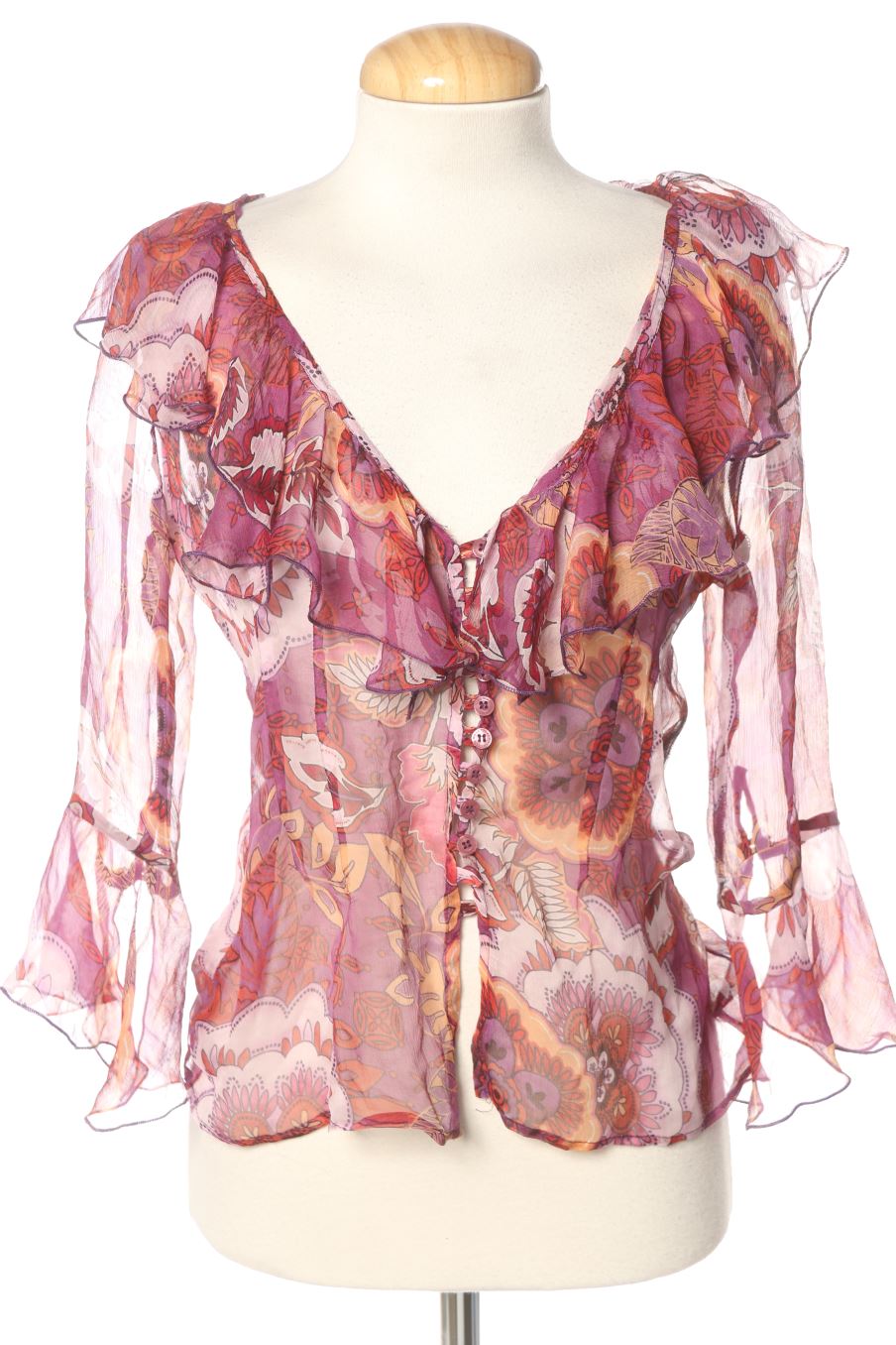 Blusa de manga larga de Zara de la talla M, de color flores de seda