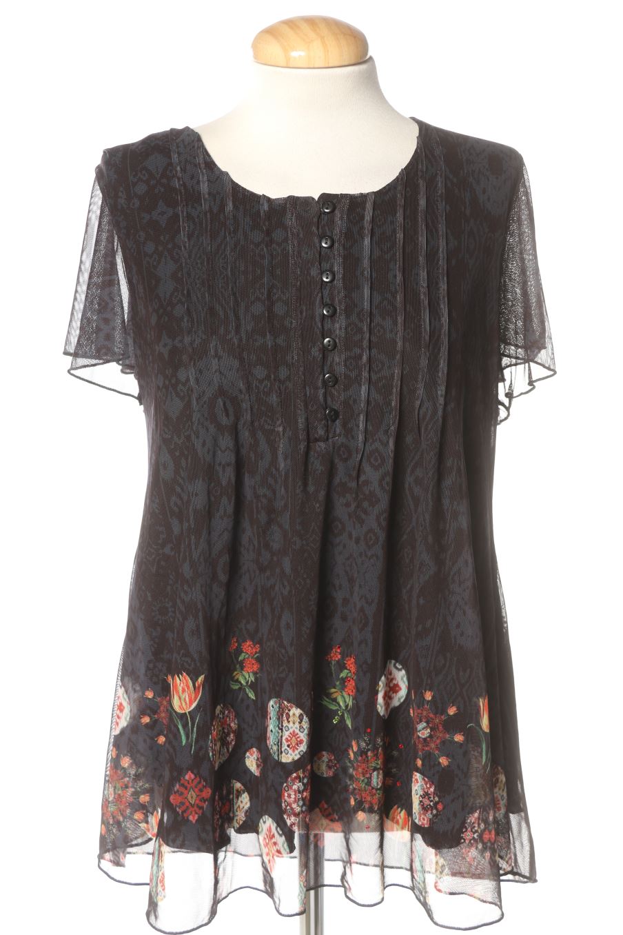 Blouse à manches courtes Desigual de la taille XL, de couleur imprimés