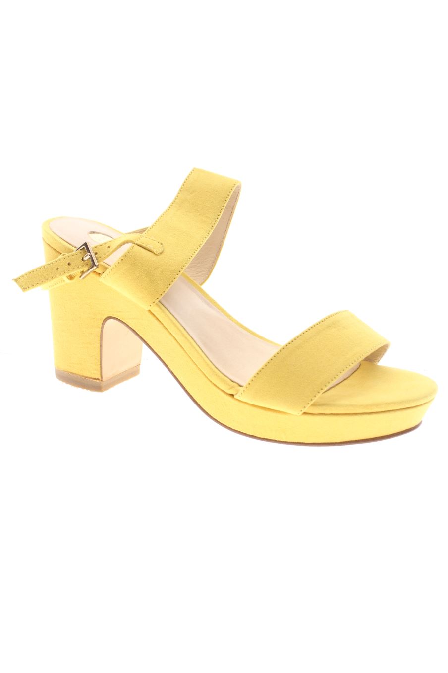 Tacon Ancho Sandalia Tacon Amarilla Tacón Alto Zapato Tacon Ancho