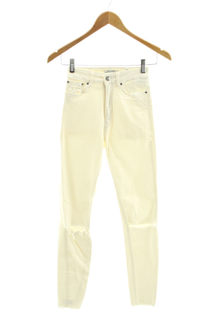 Vaqueros de Zara de la talla 34, de color blanco de ropa vaquera