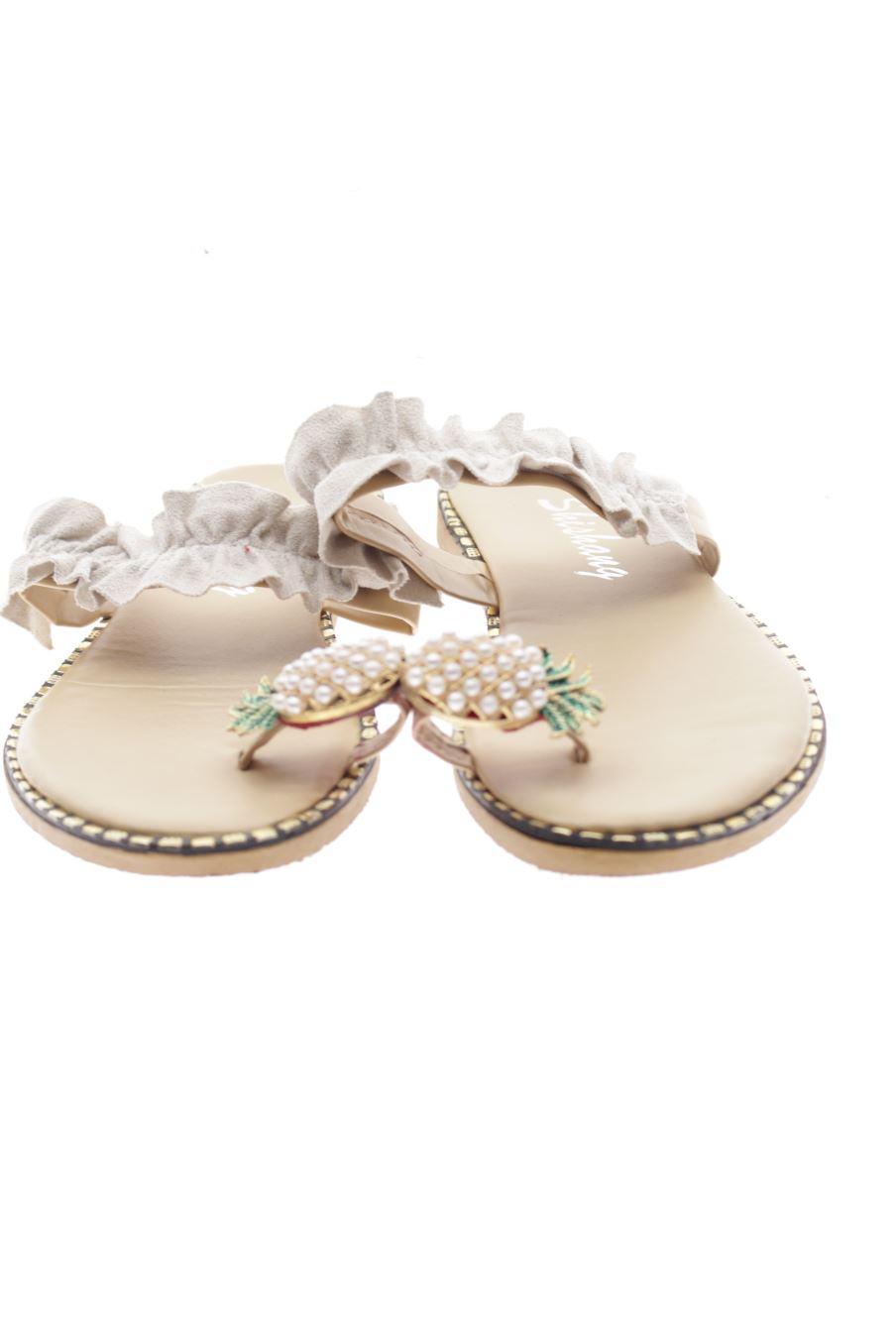 Sandalias planas de SHISHANG Fang de la talla 37, de color beige de