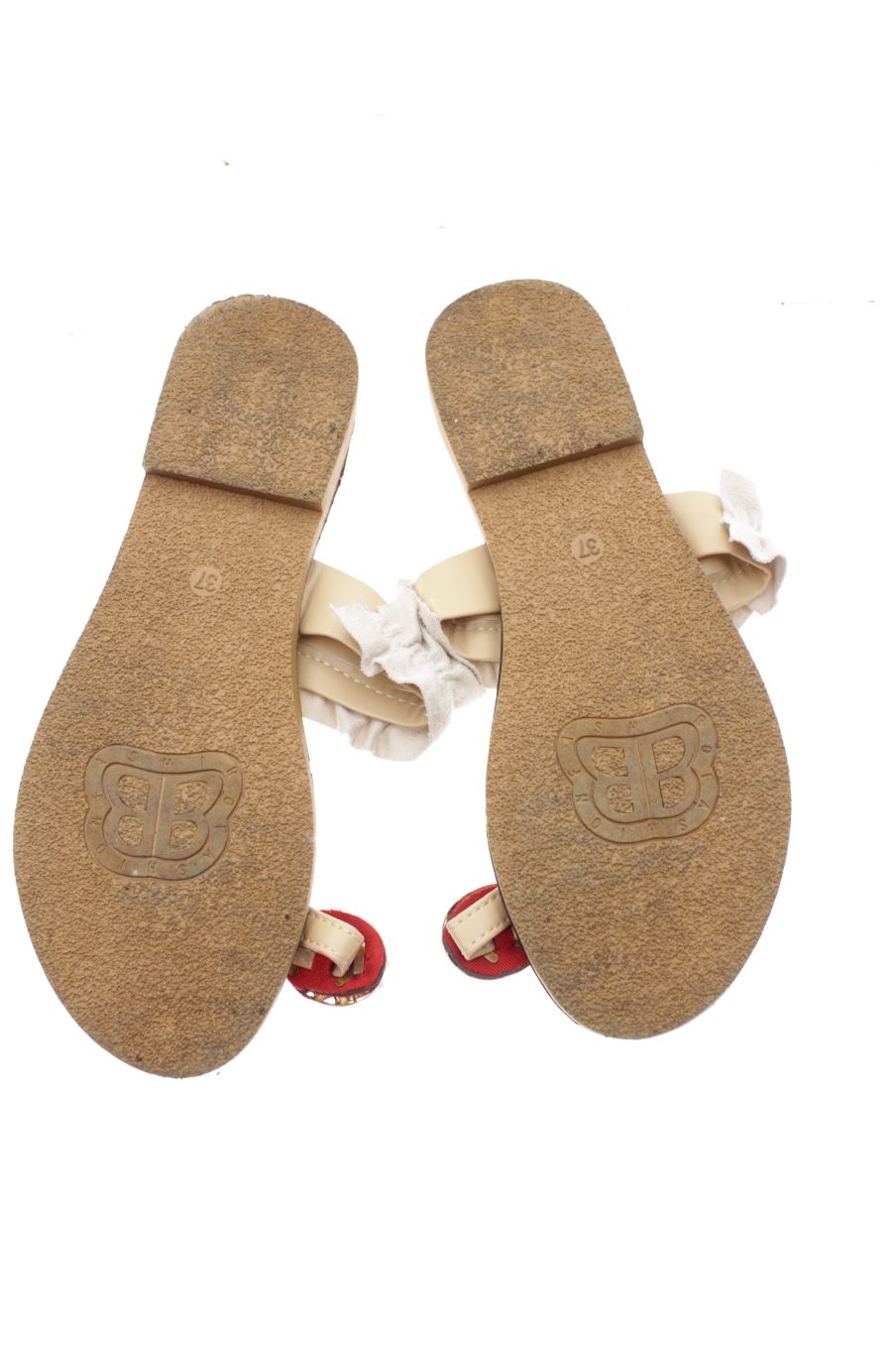 Sandalias planas de SHISHANG Fang de la talla 37, de color beige de