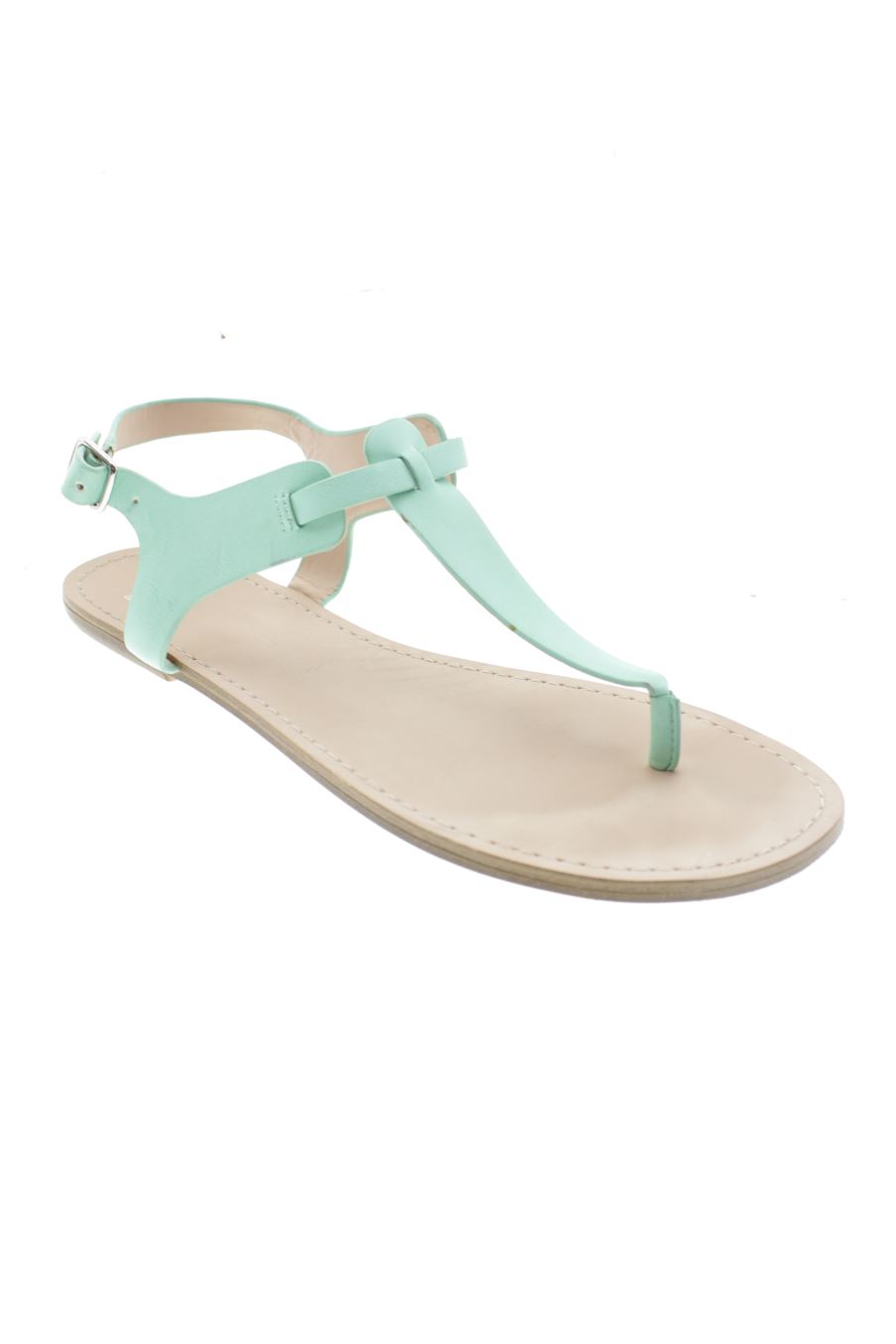 Sandalias planas de Pull & Bear de la talla 38, de color verde de