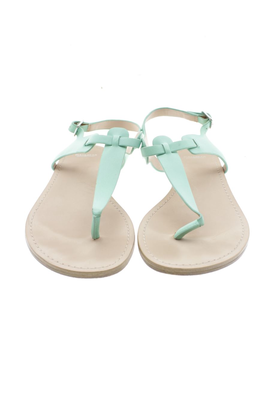 Sandalias planas de Pull & Bear de la talla 38, de color verde de