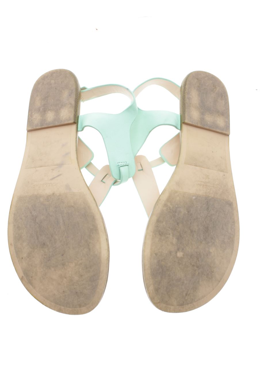 Sandalias planas de Pull & Bear de la talla 38, de color verde de