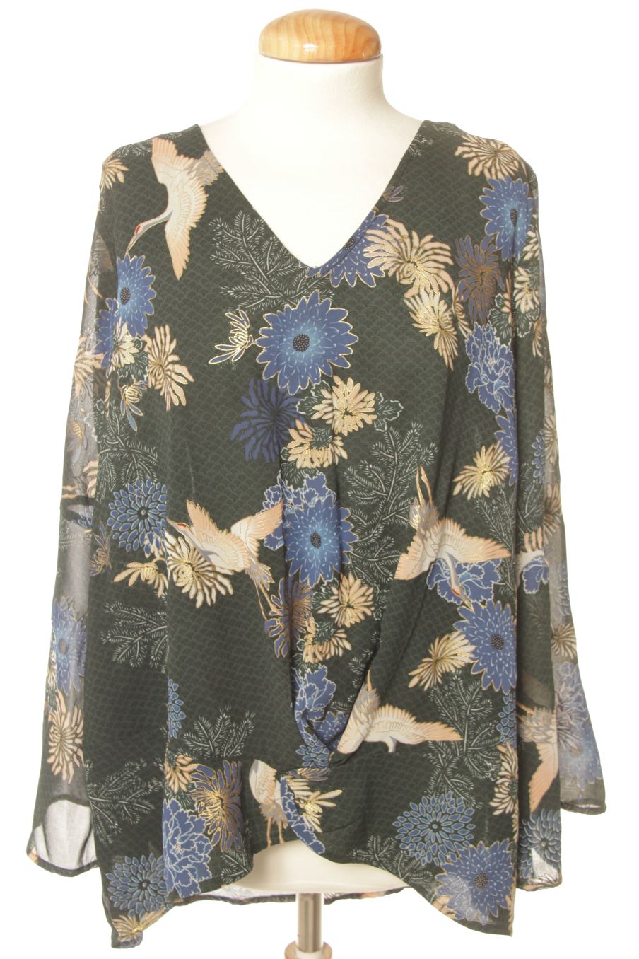 Blouse à manches longues Cortefiel de la taille XXL, de couleur fleurs