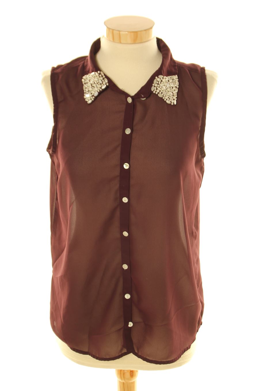 Camisa sin mangas de Amisu de la talla S, de color burdeos