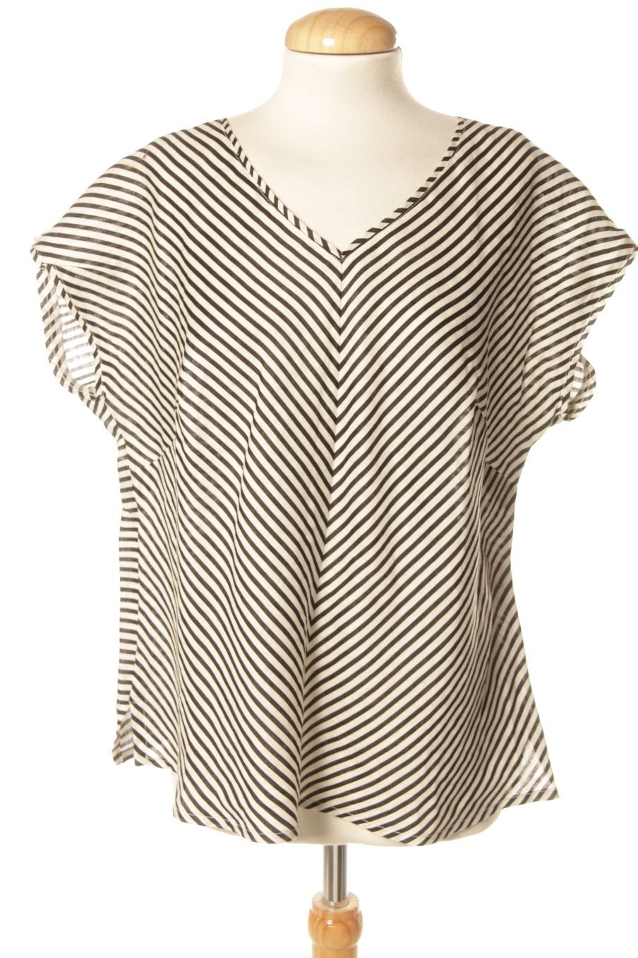Kurzärmelige Bluse von Punto roma Größe 44, Farbe Gestreift, für