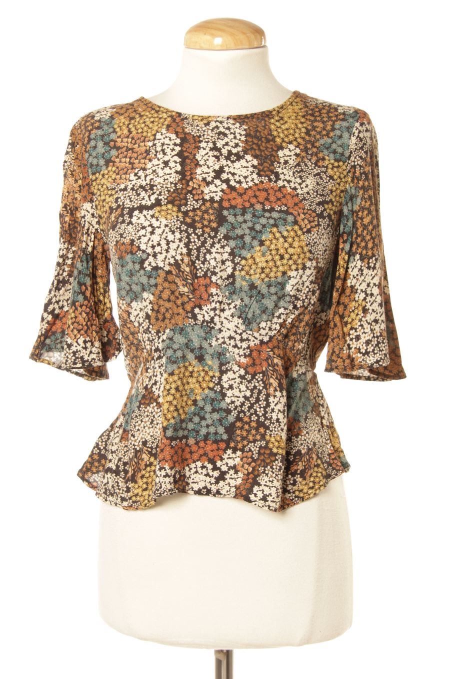 Kurzärmelige Bluse von Pull & Bear Größe S, Farbe Geblümt, für