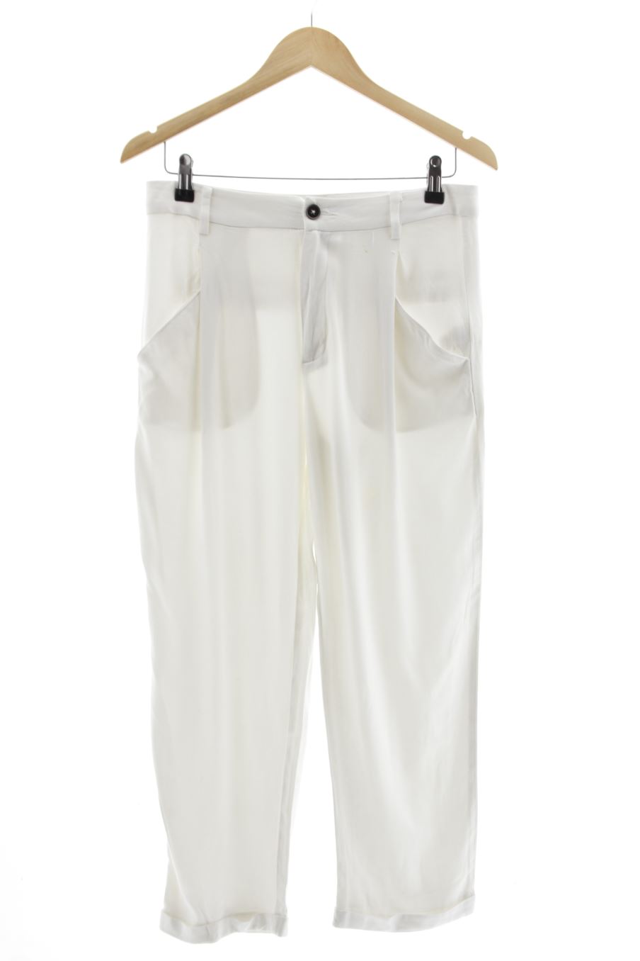 Pantalón de Zara de la talla M, de color blanco