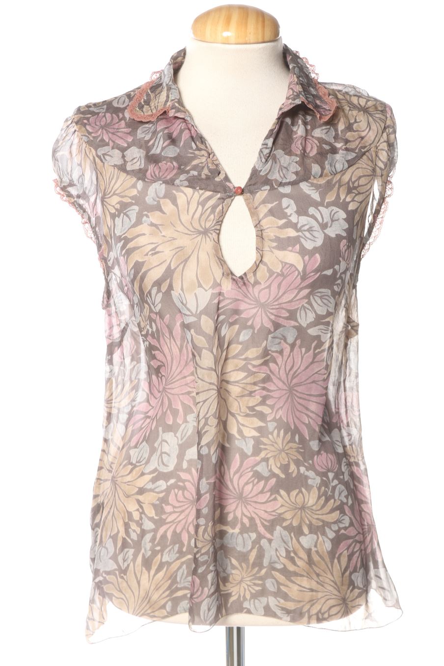 Blouse à manches courtes Massimo Dutti de la taille 40, de couleur imprimés de soie
