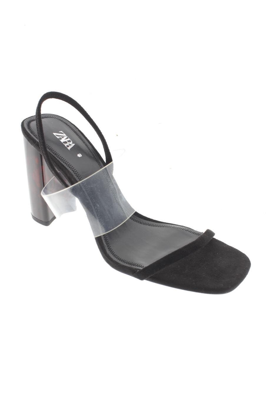 Sandalias tacon de Zara de la talla 40, de color negro de