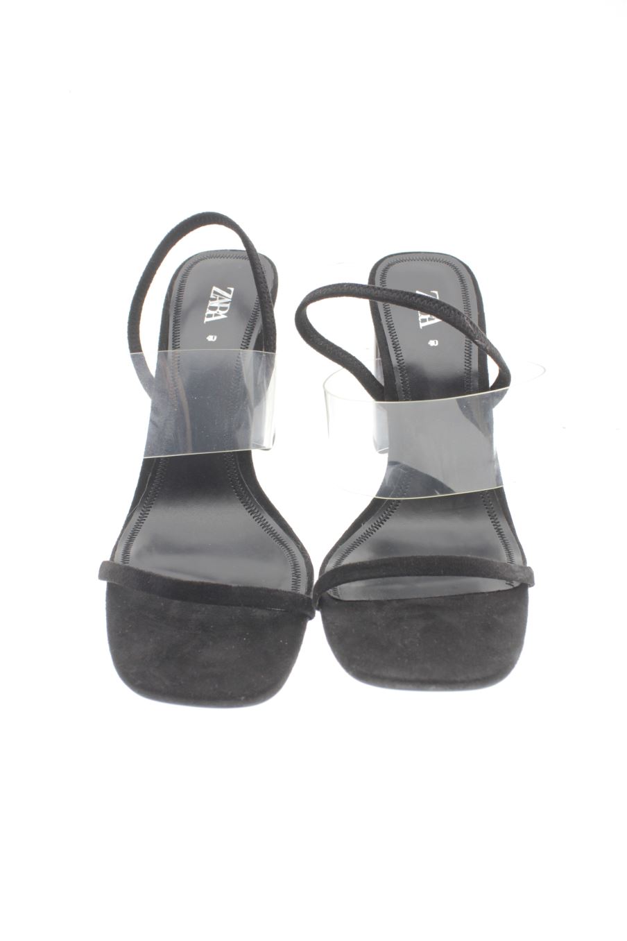 Sandalias tacon de Zara de la talla 40, de color negro de