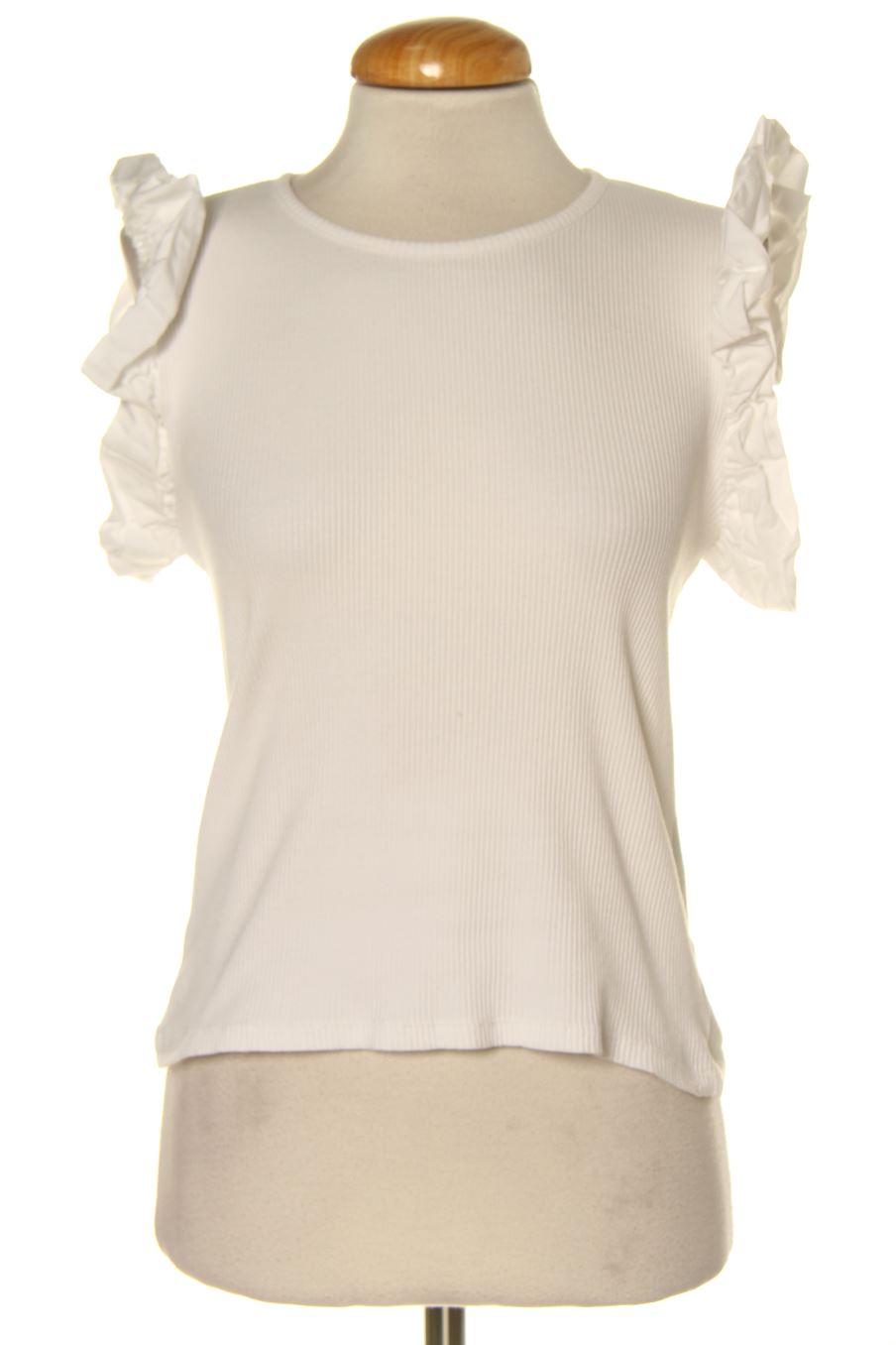 Blouse à manches courtes Zara de la taille L, de couleur blanc
