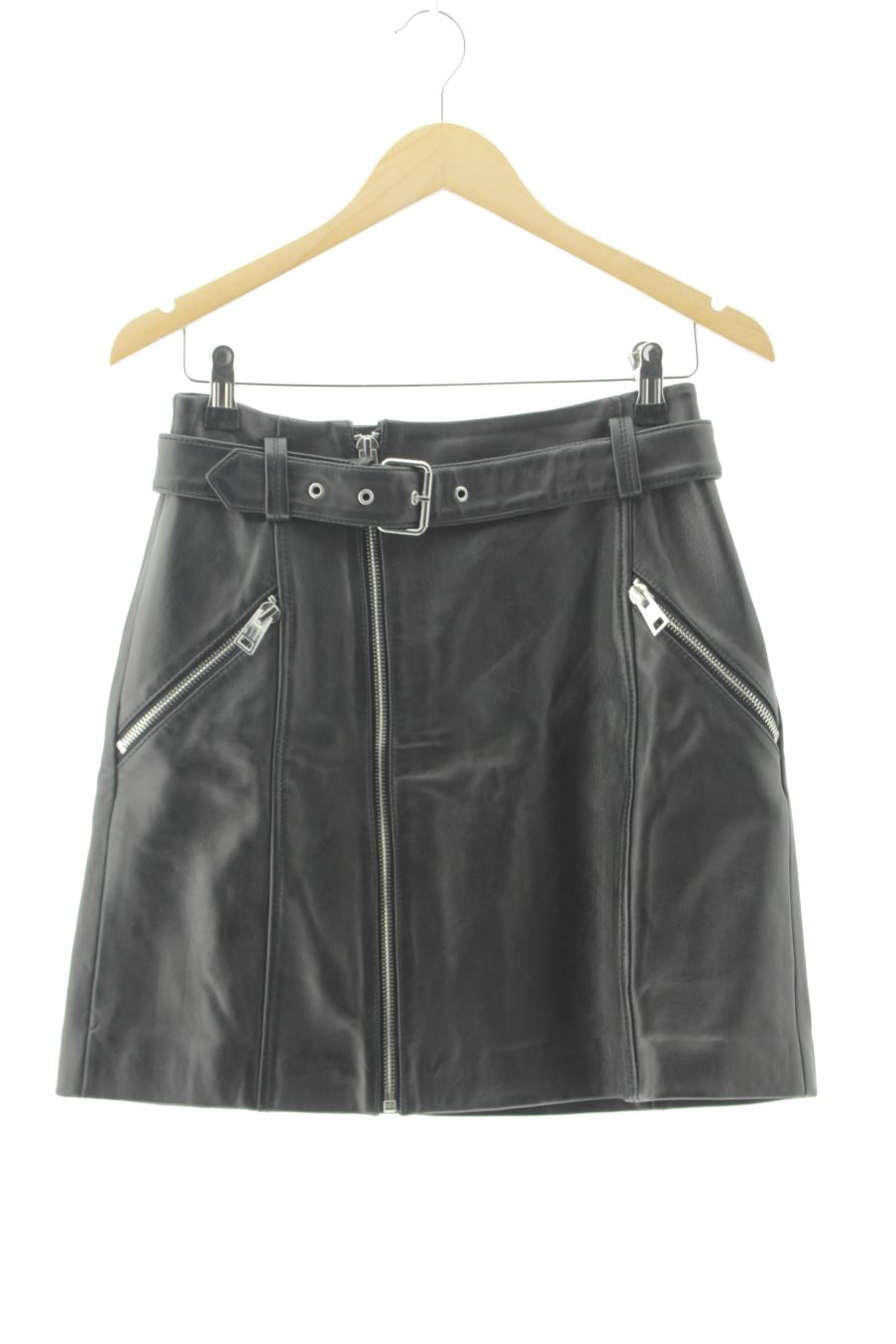 Aufwändiger Rock von Claudie Pierlot Größe 38, Farbe Schwarz, aus Leder für