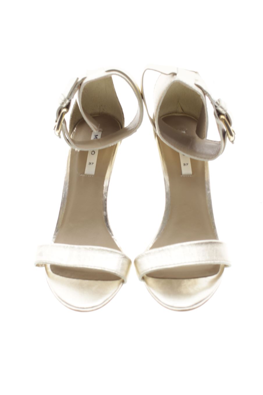 Sandalias tacon de Mango de la talla 37, de color dorado de