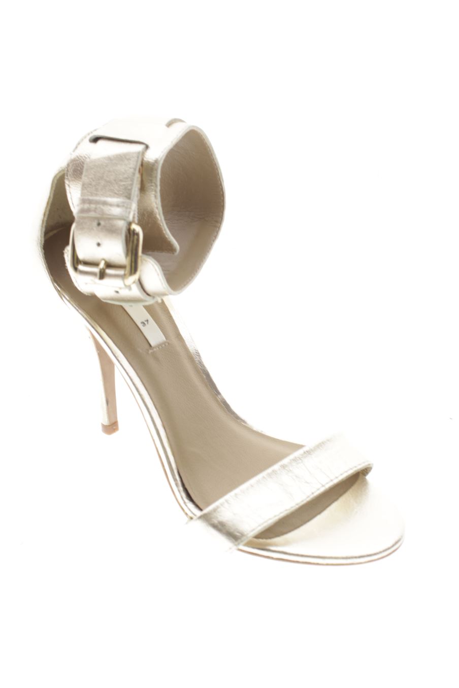 Sandalias tacon de Mango de la talla 37, de color dorado de