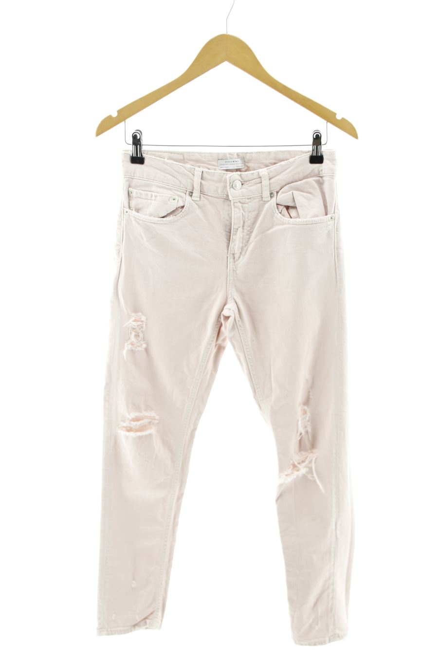 Vaqueros de Zara de la talla 34, de color rosa de ropa vaquera
