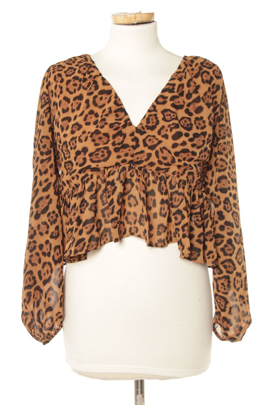 Blouse à manches longues H&M de la taille M, de couleur animal print
