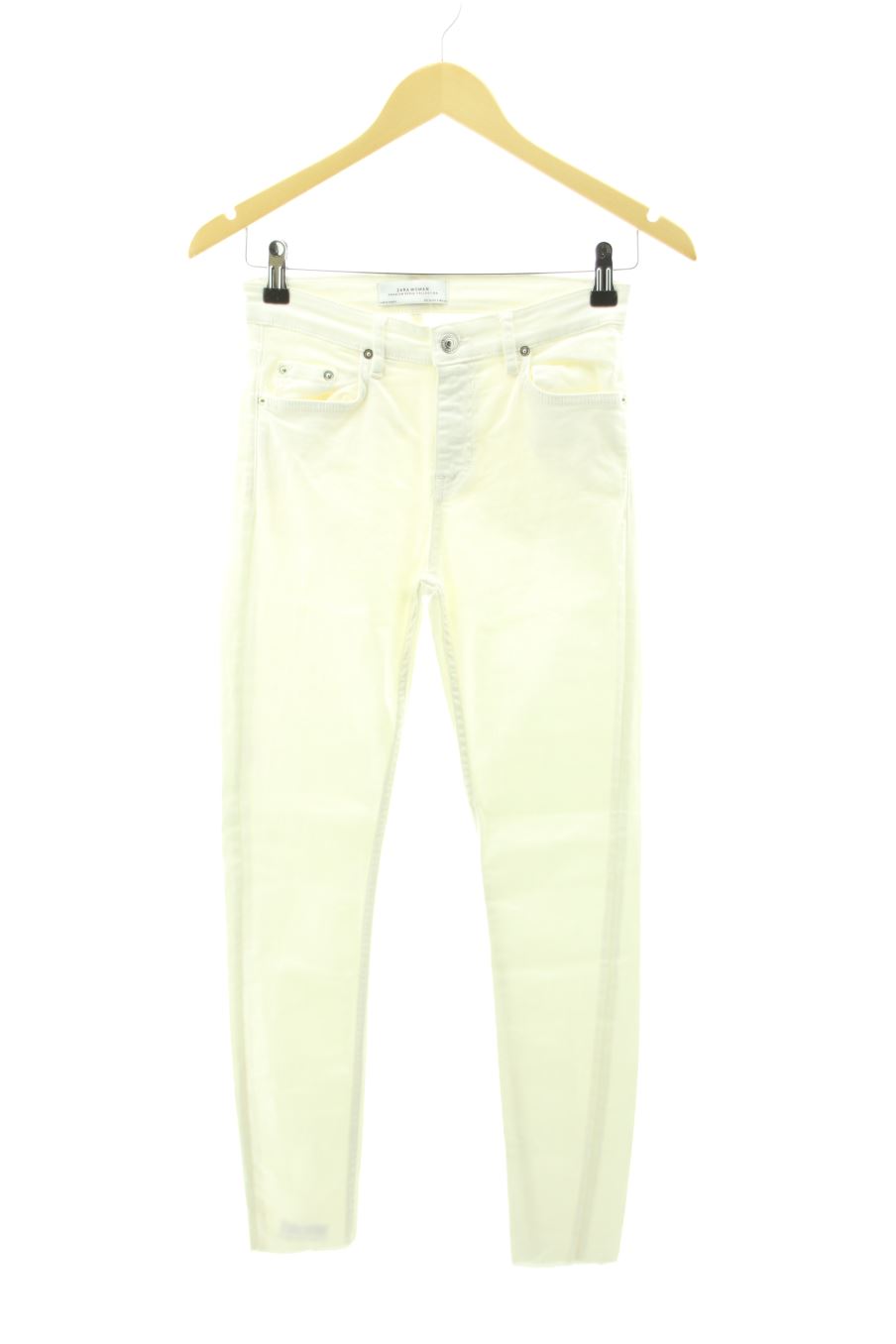 Vaqueros de Zara de la talla 34, de color blanco de ropa vaquera