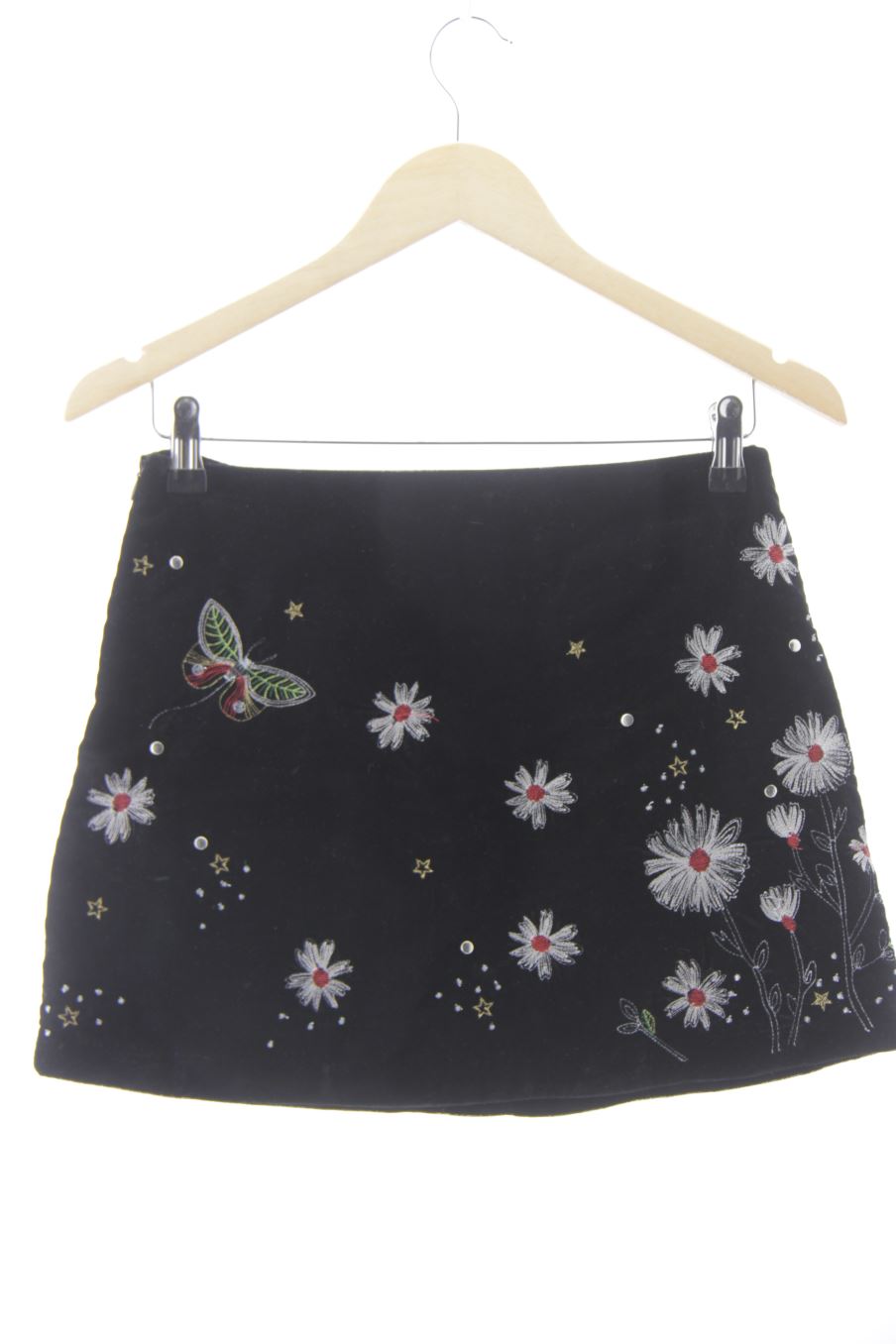 Falda de Zara de la talla XS, de color flores de terciopelo