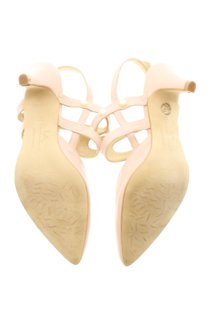 Sandalias tacon de LAURA AMAT de la talla 37, de color rosa de