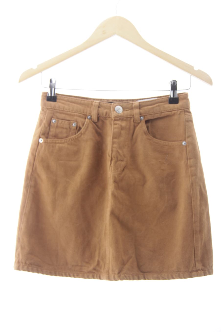 Jupe Stradivarius de la taille 34, de couleur marron de denim