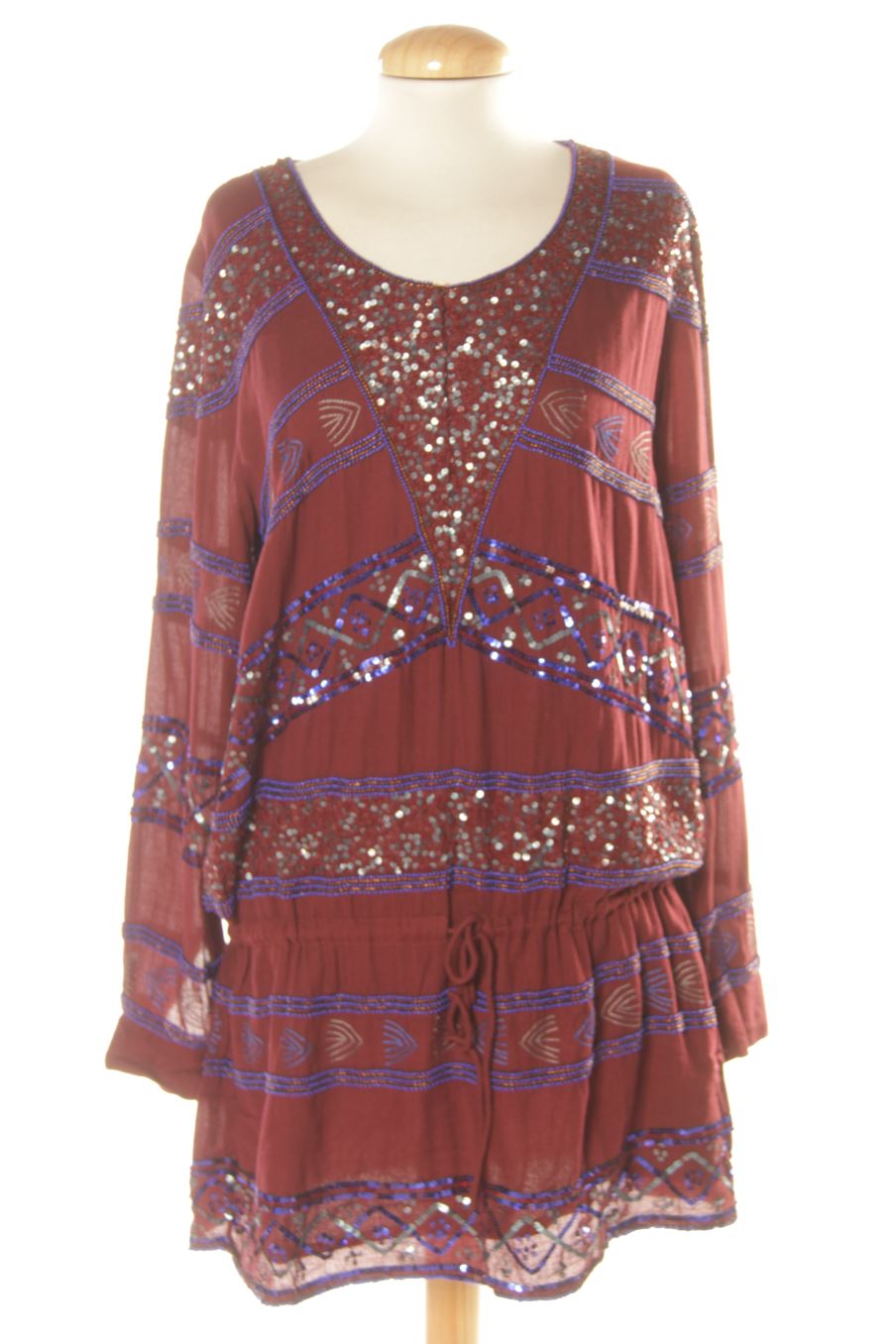 Robe casual Antik Batik de la taille L, de couleur bordeaux