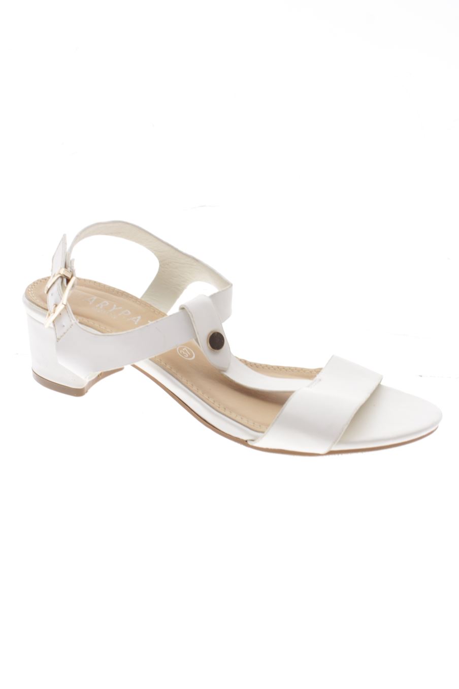 Sandalias tacon de Mary Paz de la talla 37, de color blanco de