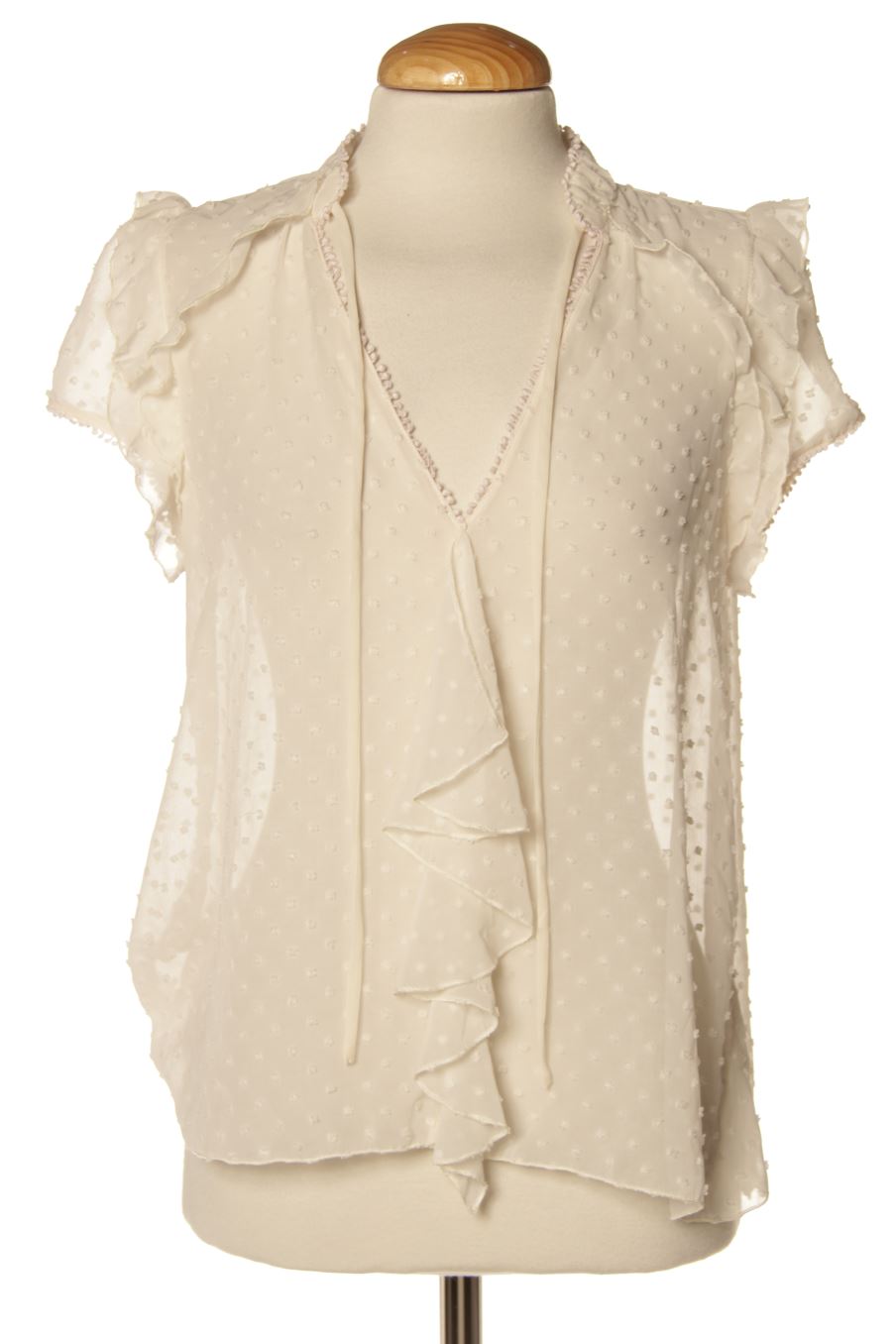 Kurzärmelige Bluse von Zara Größe XS, Farbe Beige, für