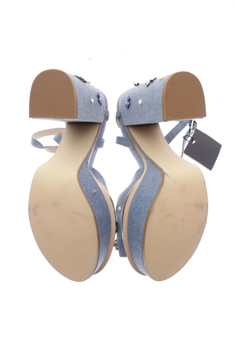 Sandalias tacon de Zara de la talla 40, de color azul de