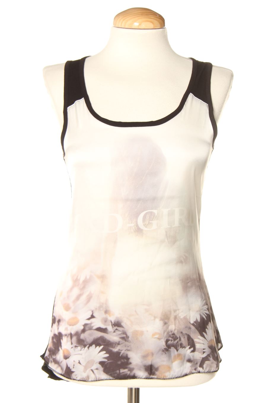 Top key largo de la taille XS de couleur gris