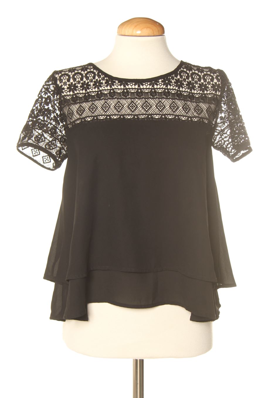 Blouse à manches courtes Stradivarius de la taille S, de couleur noir