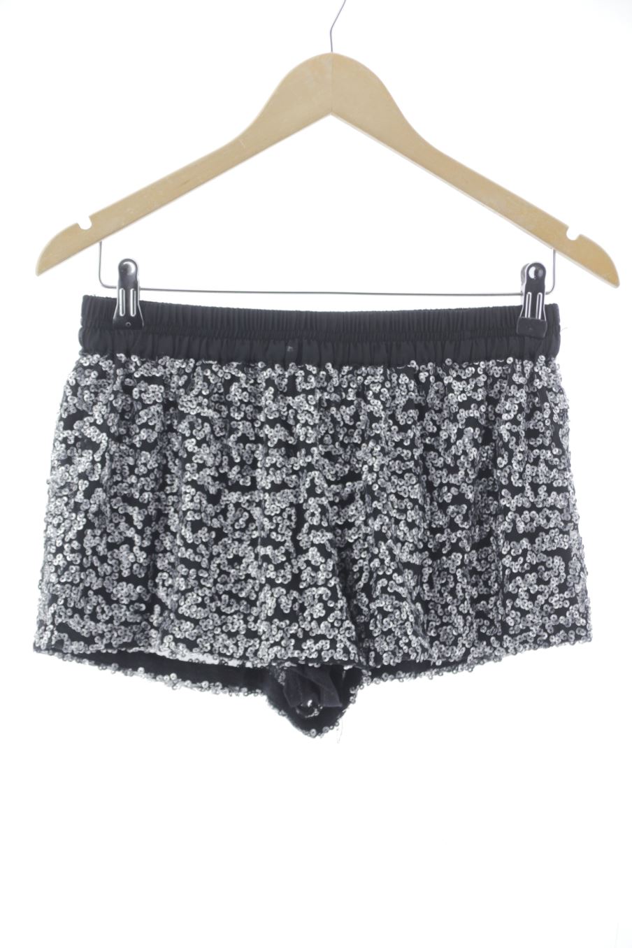 Pantalón corto de Zara de la talla S, de color plateado