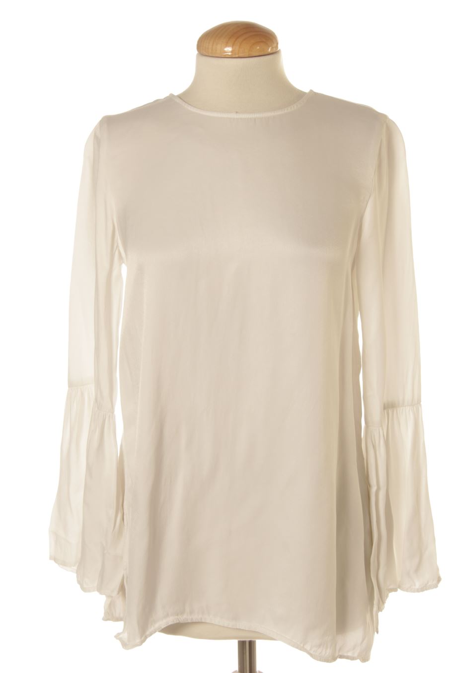 Blusa a maniche lunghe de Zara de la talla S, de color bianco