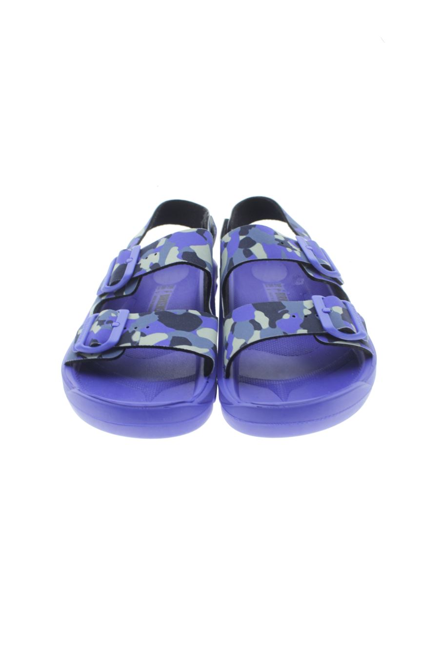 Flache Sandalen von Birkenstock in der Grösse 39, in der Farbe blau aus