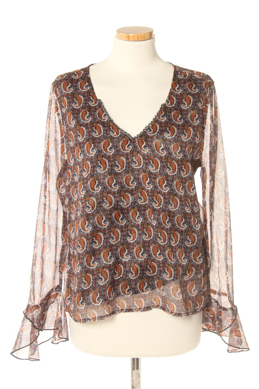 Blusa de manga larga de CAFE de la talla S, de color estampado
