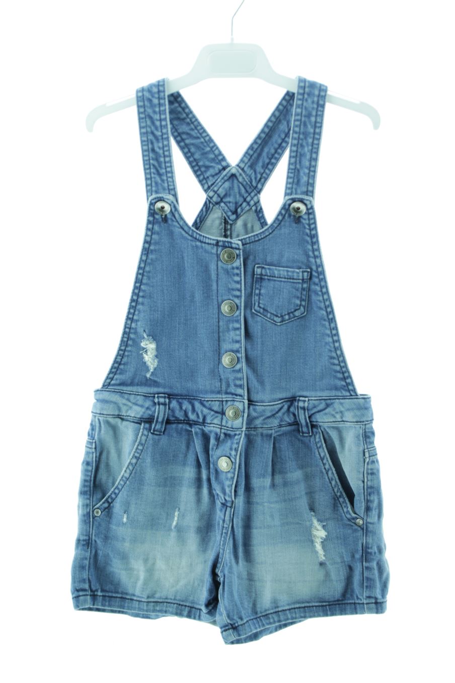 Pantalón de peto de Benetton de la talla 7 años de denim de segunda mano