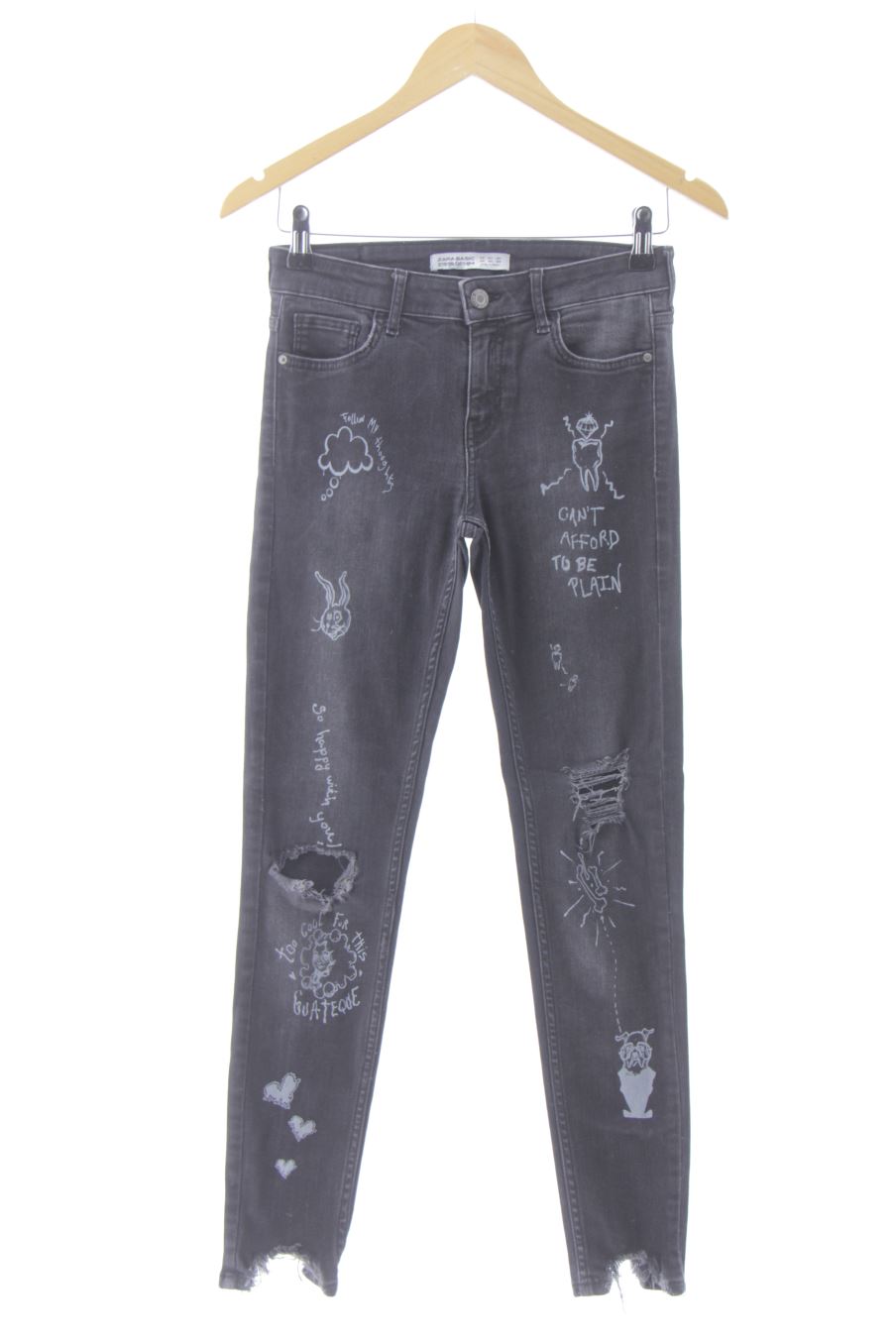 Vaquero de Zara de la talla 34, de color negro de ropa vaquera