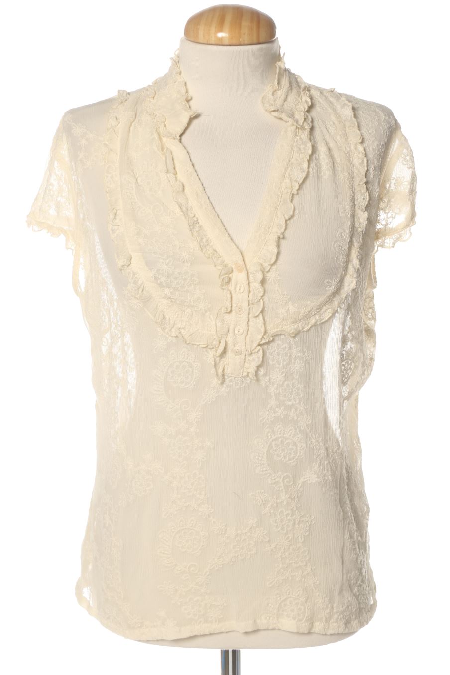 Blouse à manches courtes Trucco de la taille 40, de couleur beige de soie